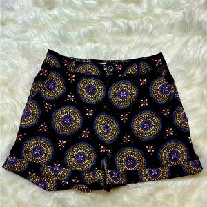 Anthropologie Maeve Boho Patterned High Waisted Shorts Navy Blue Size 6 CB155